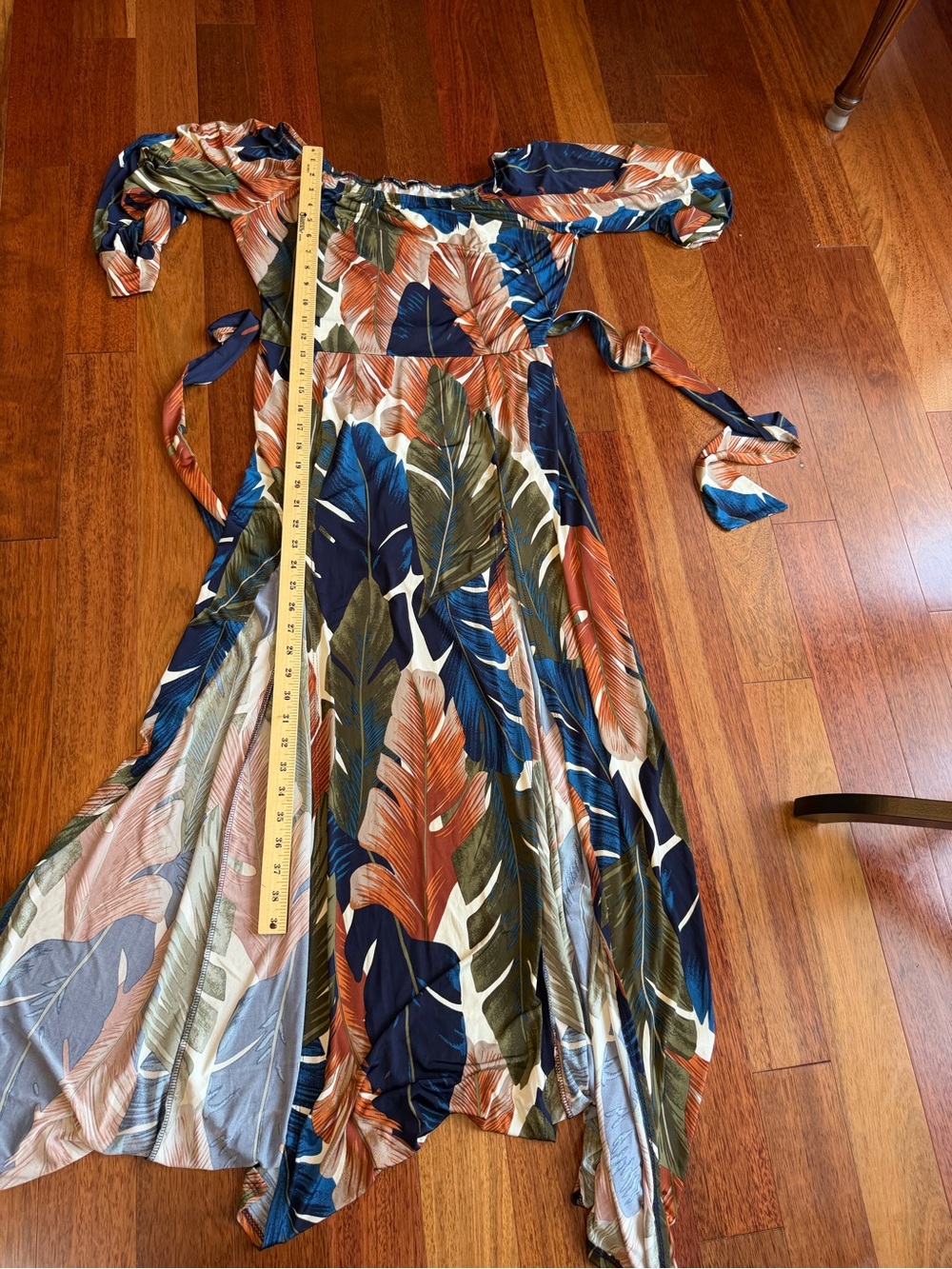 Fashion Nova One-Shoulder Tropical Maxi Dress in Navy, Olive & Rust - Picture 7 of 8